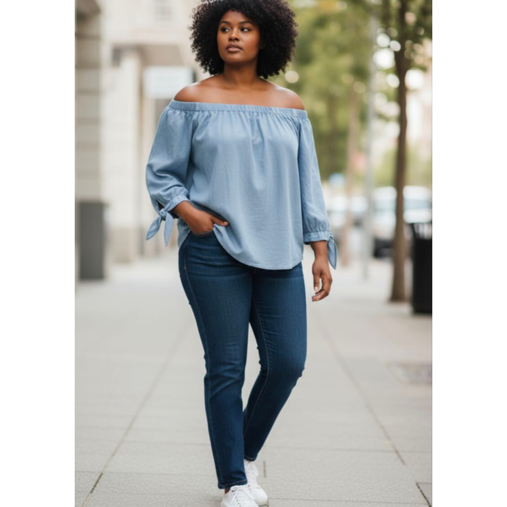 Wishlist denim off shoulder blouses size M
